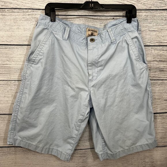 Express Mens Light Blue Casual Shorts, Size 34 - Picture 1 of 2